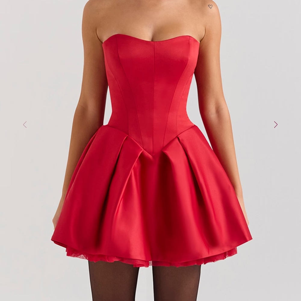 Holly Red Satin Detachable Bow Mini Dress